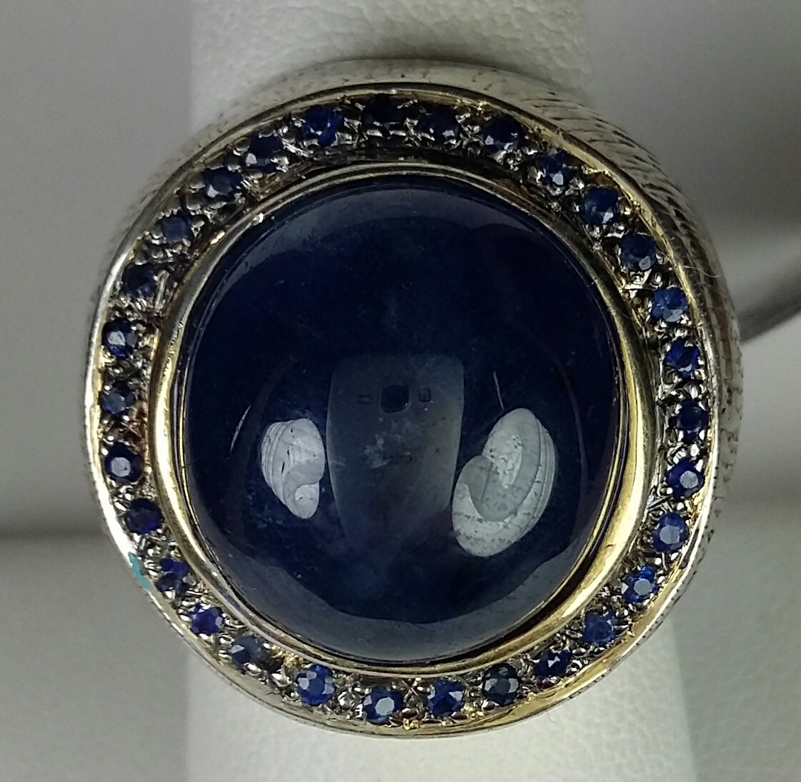 Hand Crafted Unisex Blue Sapphire .925 Sterling Silver Vermeil Ring Size 8