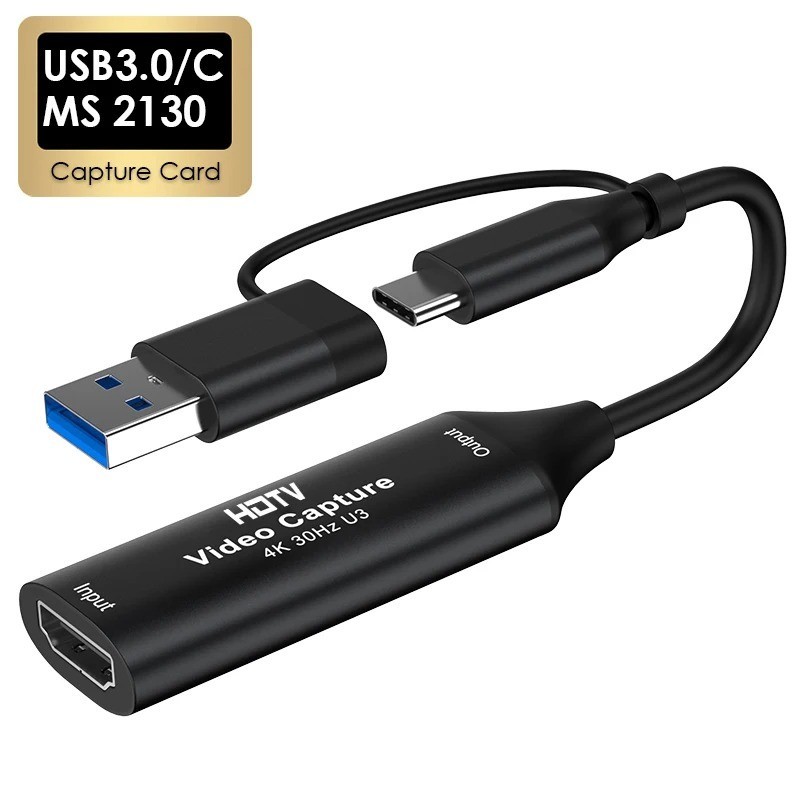 Video Capture Card HDMI to USB C with USB 3.0 Streaming Device 30FPS Capture 4K