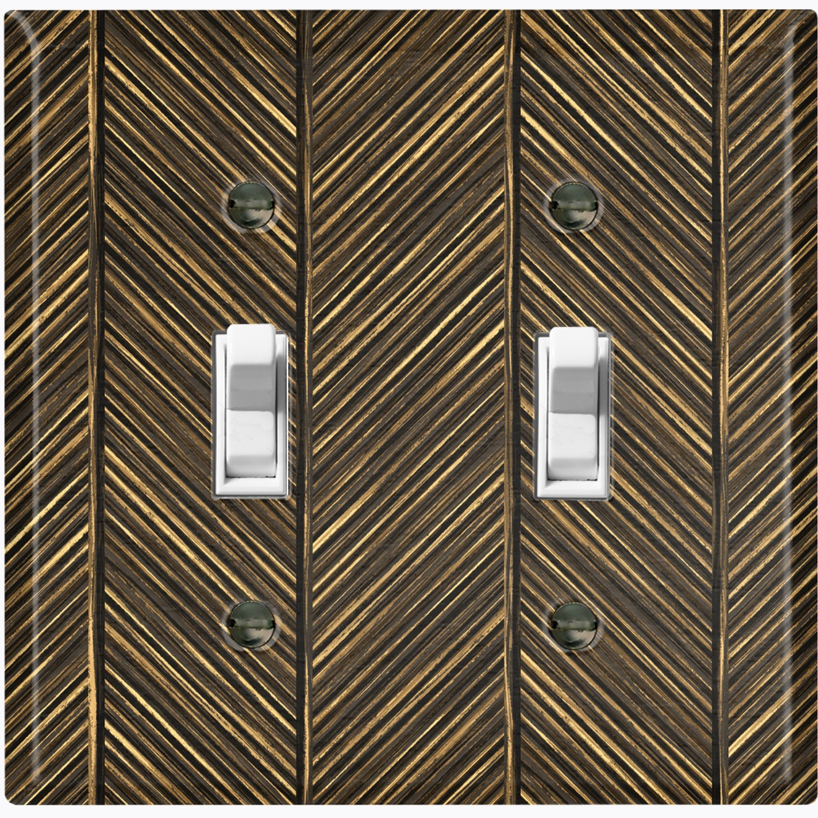 Metal Light Switch Outlet Cover Wall Plate Rustic Brown Tan Frame Decor FME164