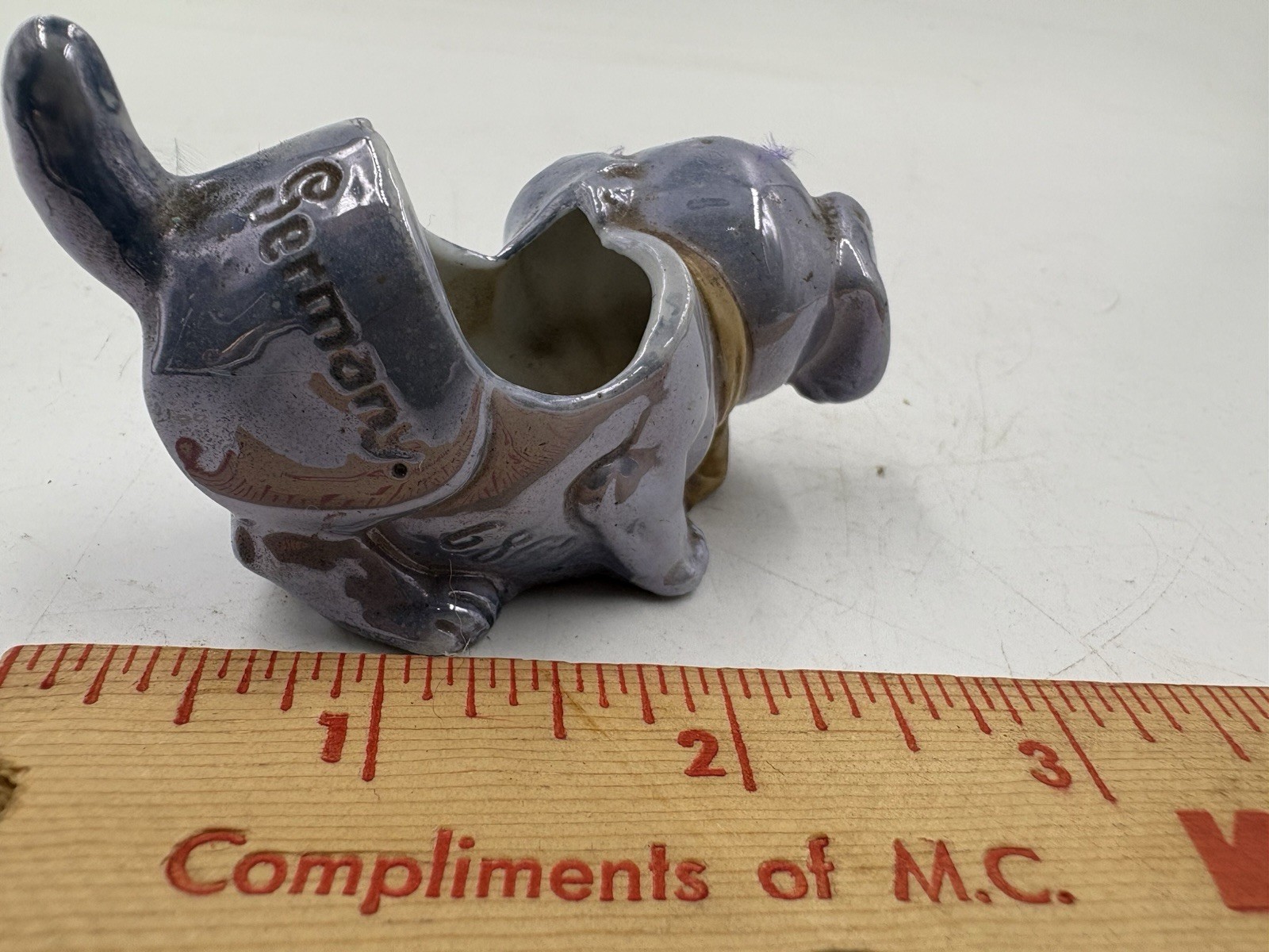 Vintage Blue Lusterware Puppy Planter Or Pincushion Made In Germany