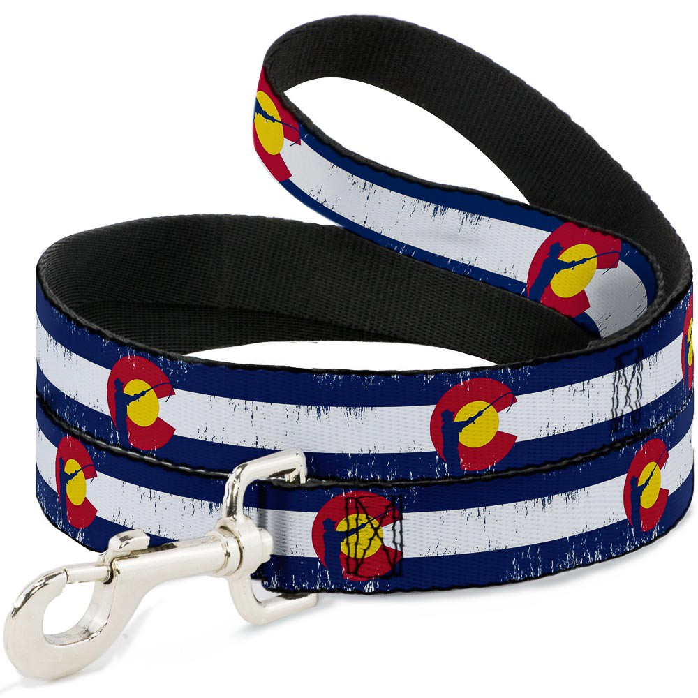 Dog Leash Colorado Flag/Fisher Weathered NARROW 0.5"