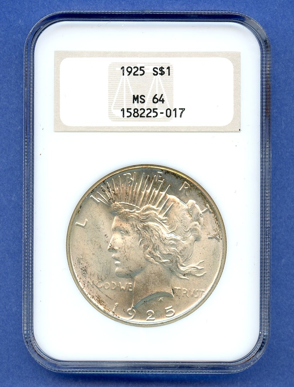 1925 P NGC MS64 Peace Silver Dollar $1 US Mint 1925-P MS-64 Old Fatty Holder