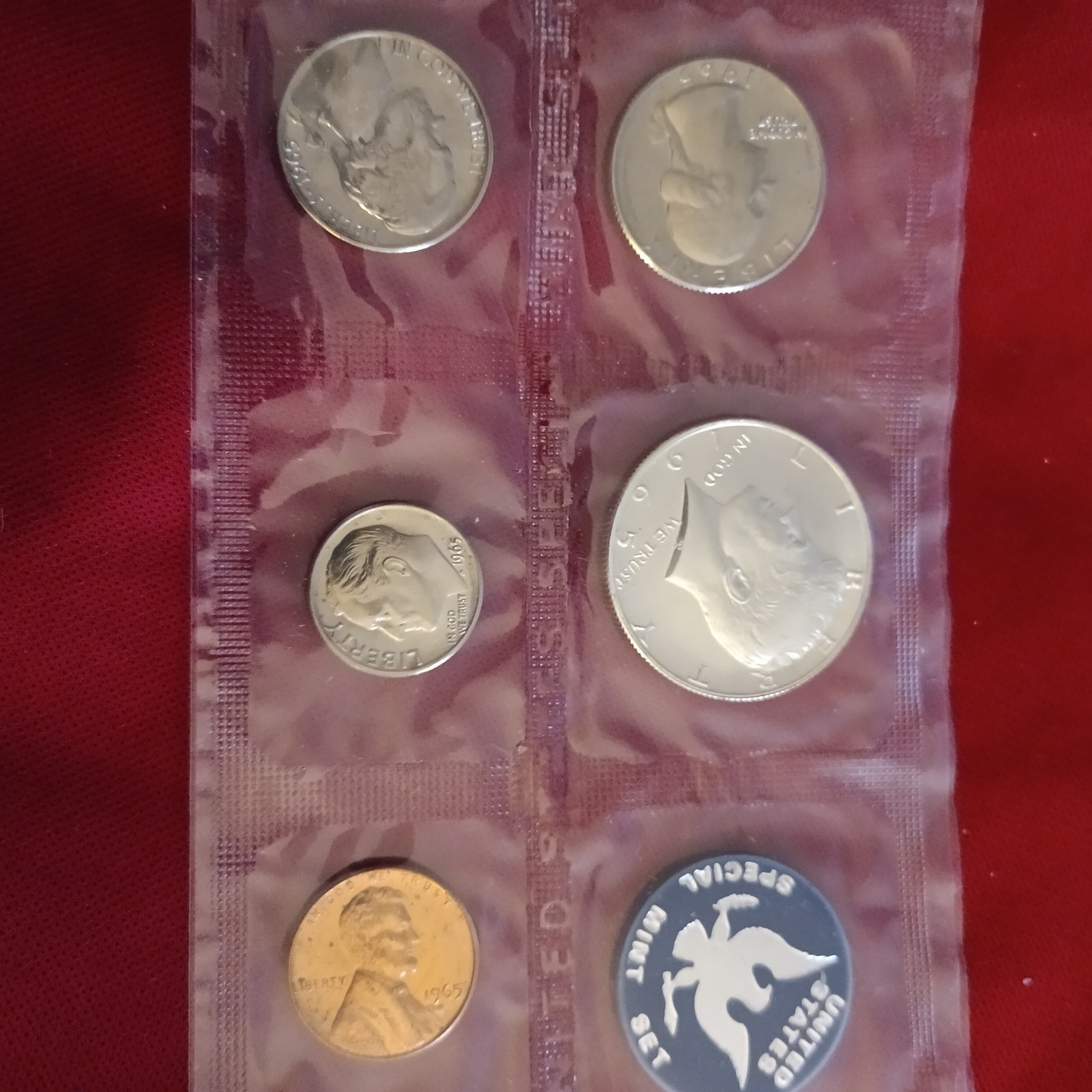 1965 Special Mint Set Coins OGP Envelope COA 40% Silver Kennedy Coin