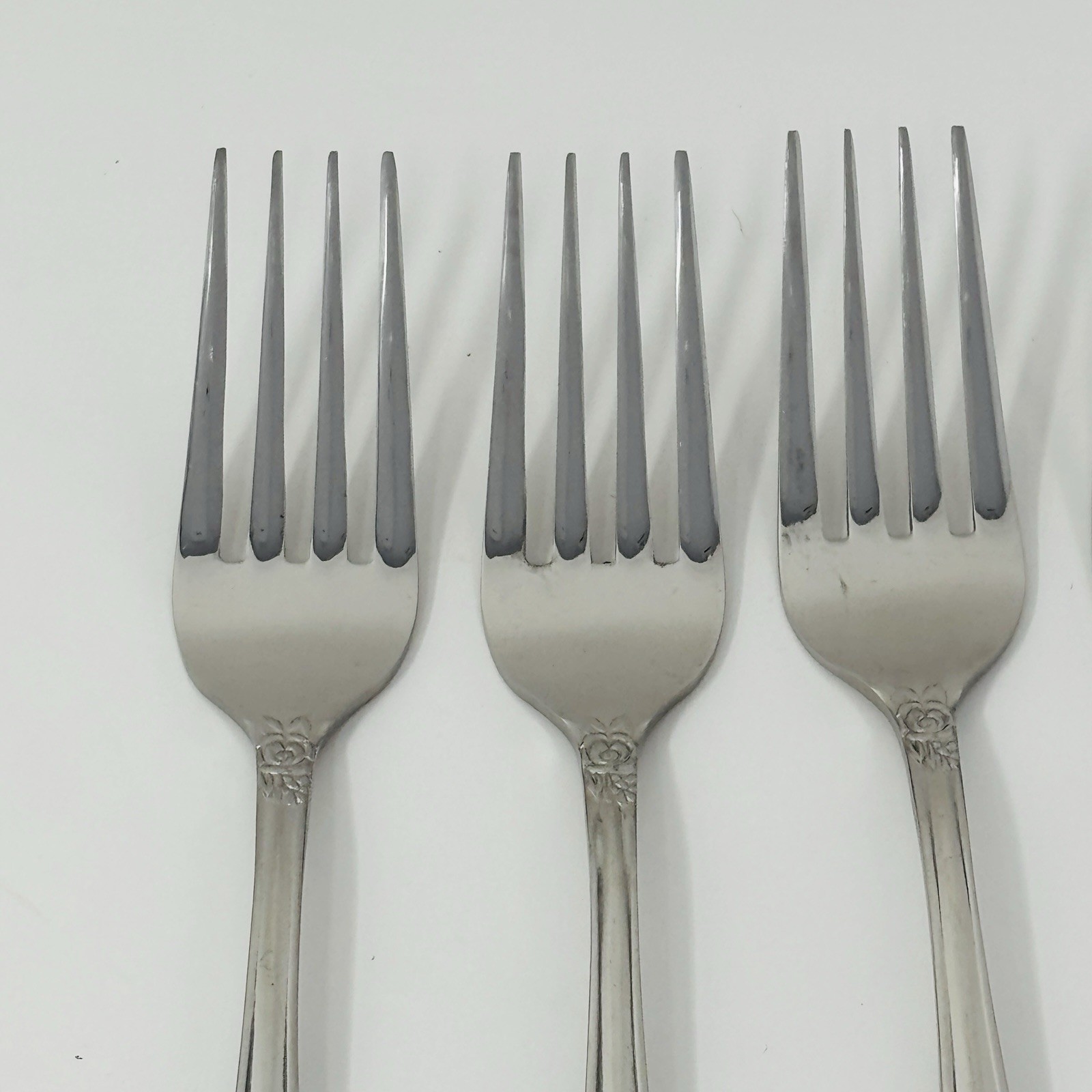 5 Japan NORMANDY Stainless Flatware 6.5" Salad Fork Rose Design Flower