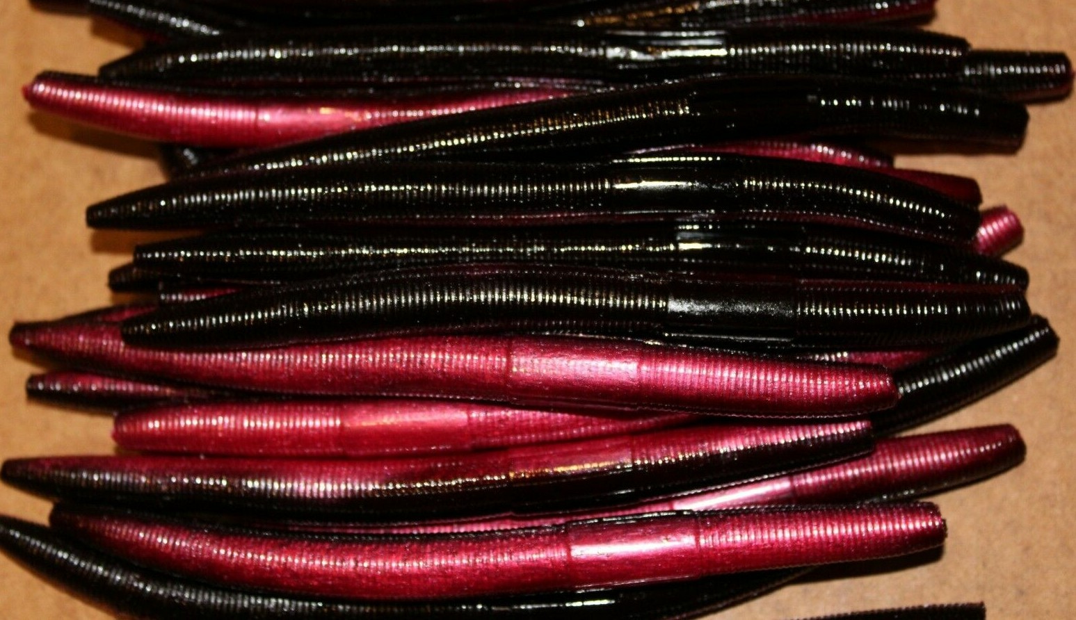5" Stick Senko Style Red Shad 50 count bag bulk Plastic Bass Worms