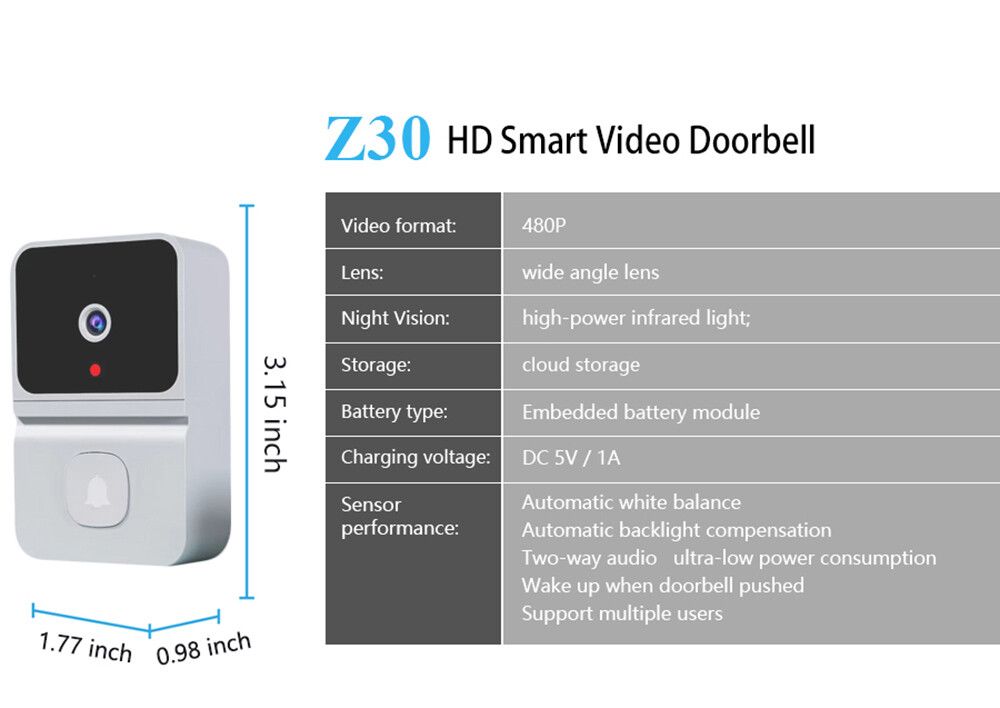 Smart Wireless WiFi Doorbell Camera Chime Phone Door Ring Intercom Security Bell