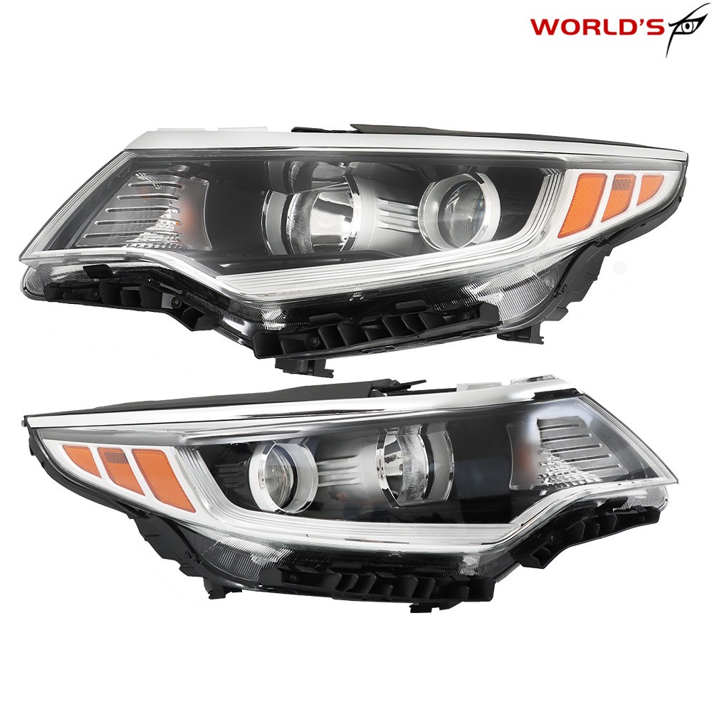 Right+Left Halogen Headlight For Kia Optima 2016-2018 w/o LED DRL Chrome Housing
