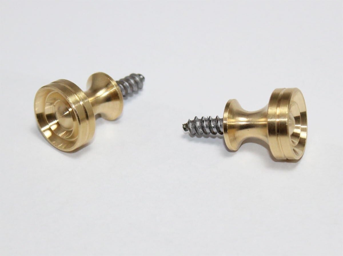 Solid Brass Piano Desk Knobs with Metal Wood Screws | Pair of 2 | 5/8"