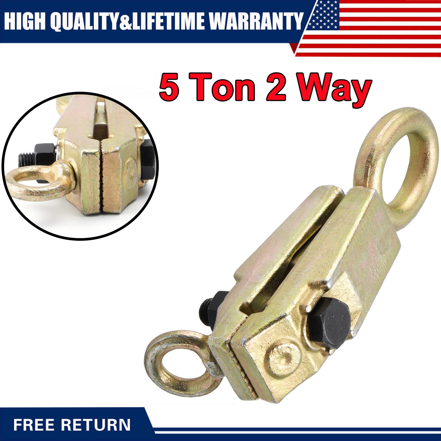 5 Ton 2 Way Auto Body Repair Tool Self-tightening Pull Clamp Frame Dent Puller