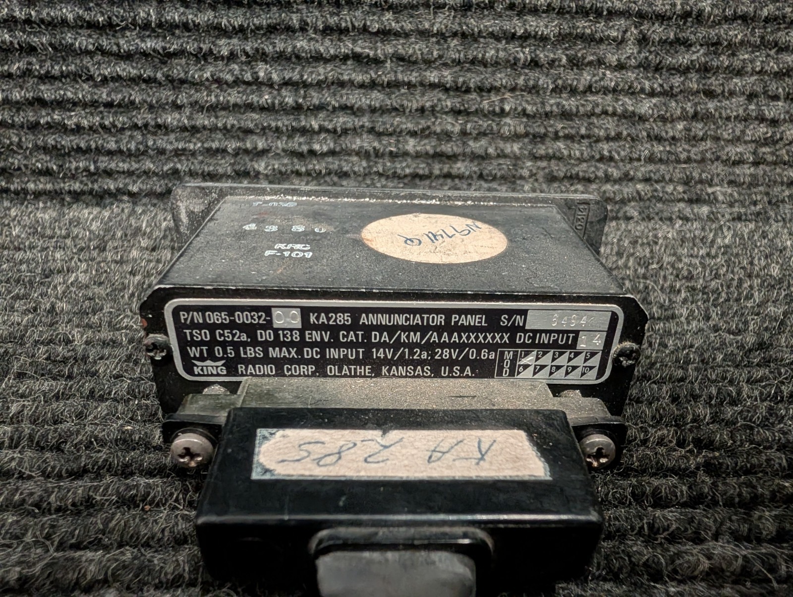 King KA-285 Annunciator Panel, Part# 065-0032-00