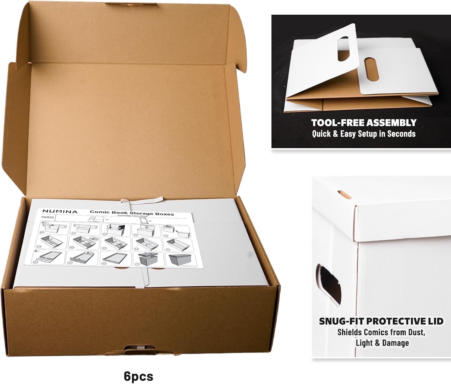 NUMINA Comic Book Boxes – 6 Pack Short Boxes-Fits 150-175 Comics