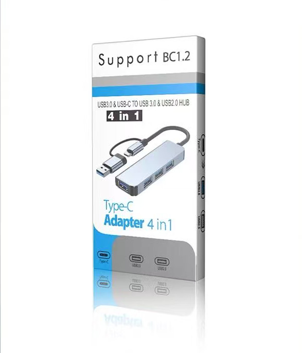 2 pack 4-in-1 USB 3.0 Hub Dual USB-A & USB-C Adapter 4 Port Splitter