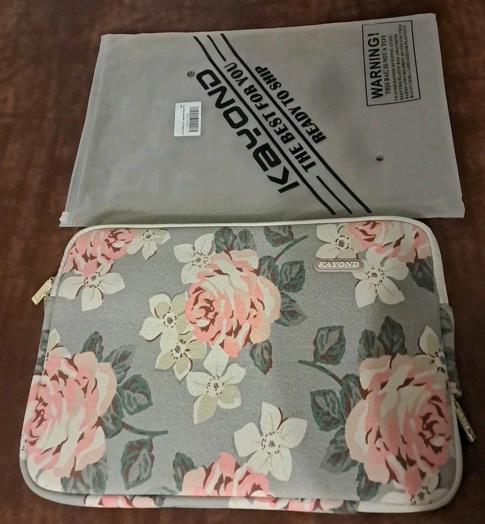 Kayond Laptop Bag White Rose Print Pro 13 ipad Flower Zip Pocket Brand New Gift
