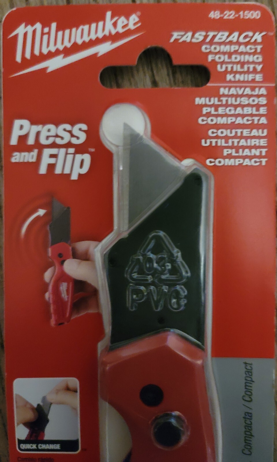 Milwaukee Tools NEW 48-22-1500 FASTBACK Press Flip Compact Folding Utility Knife