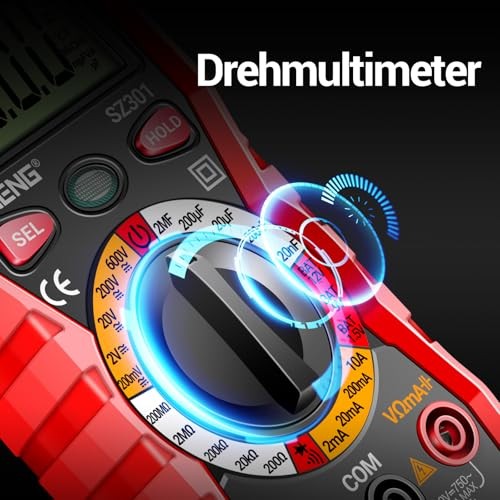 Multimeter with Case,Ohm Volt Amp Red SZ301 (Ordinary Display Screen)