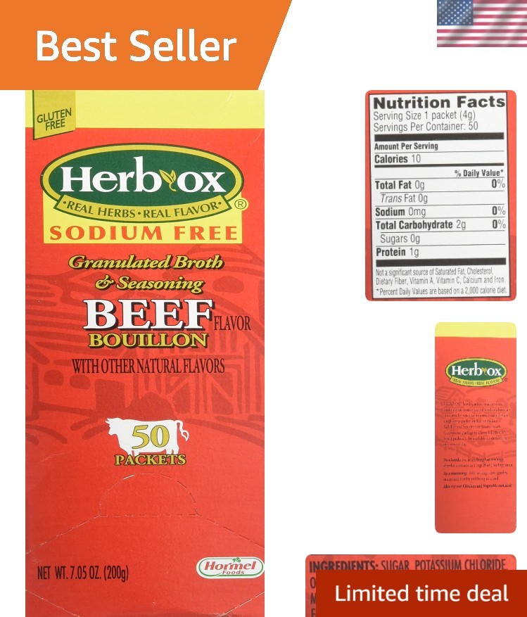 Versatile Herb Ox Sodium-Free Beef Bouillon - 50 Packets for Culinary Delights