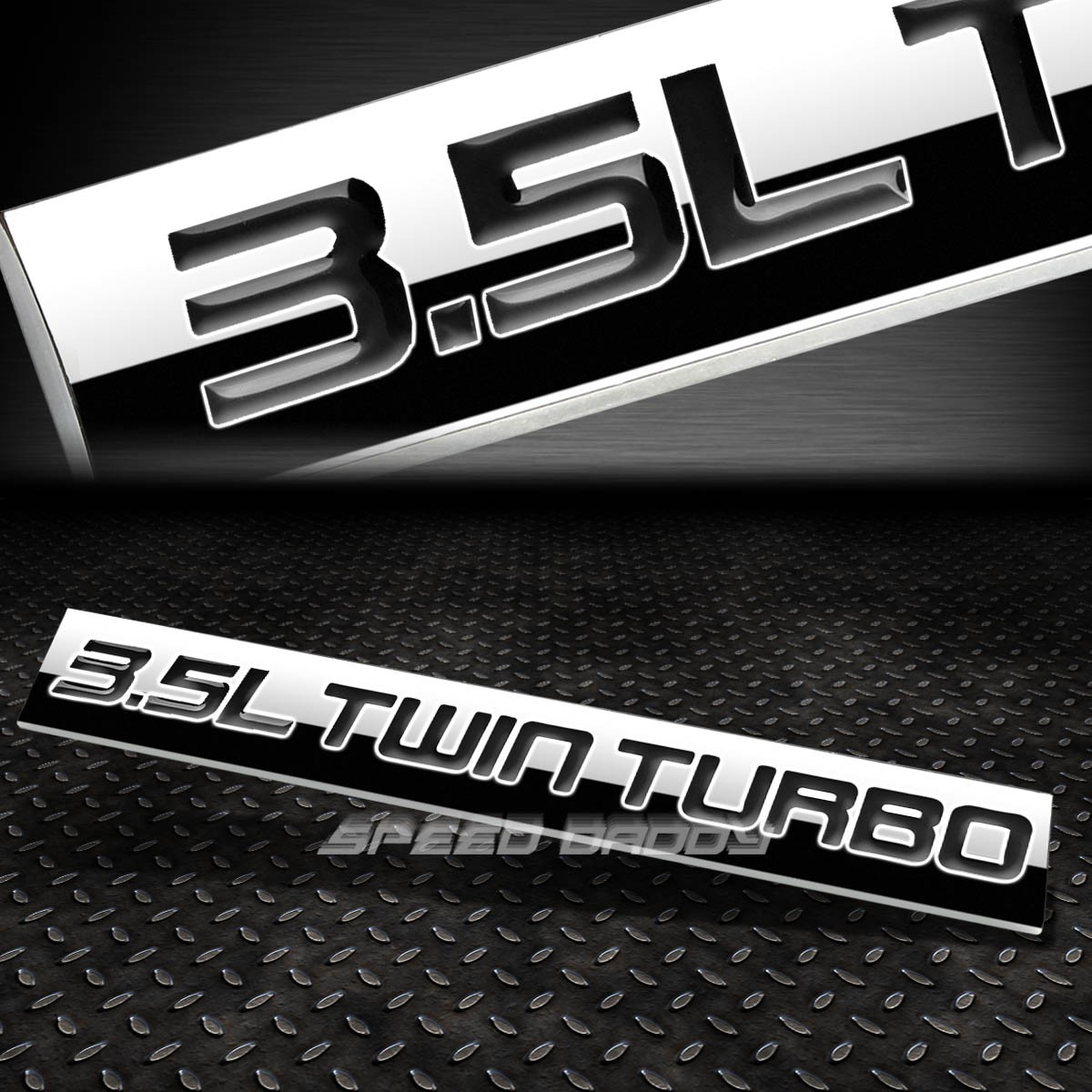METAL TRUNK BUMPER EMBLEM DECAL FENDER BADGE CHROME BLACK 3.5L 3.5 L TWIN TURBO