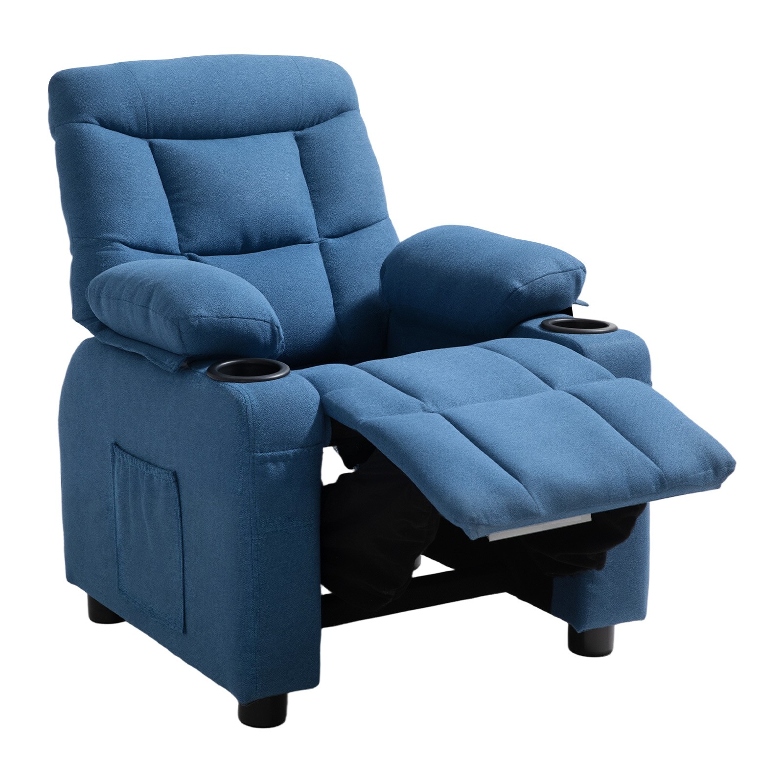 Uimoso Kids Reclining Chair Toddler Recliner with Cup Holders and Pockets (Blue)