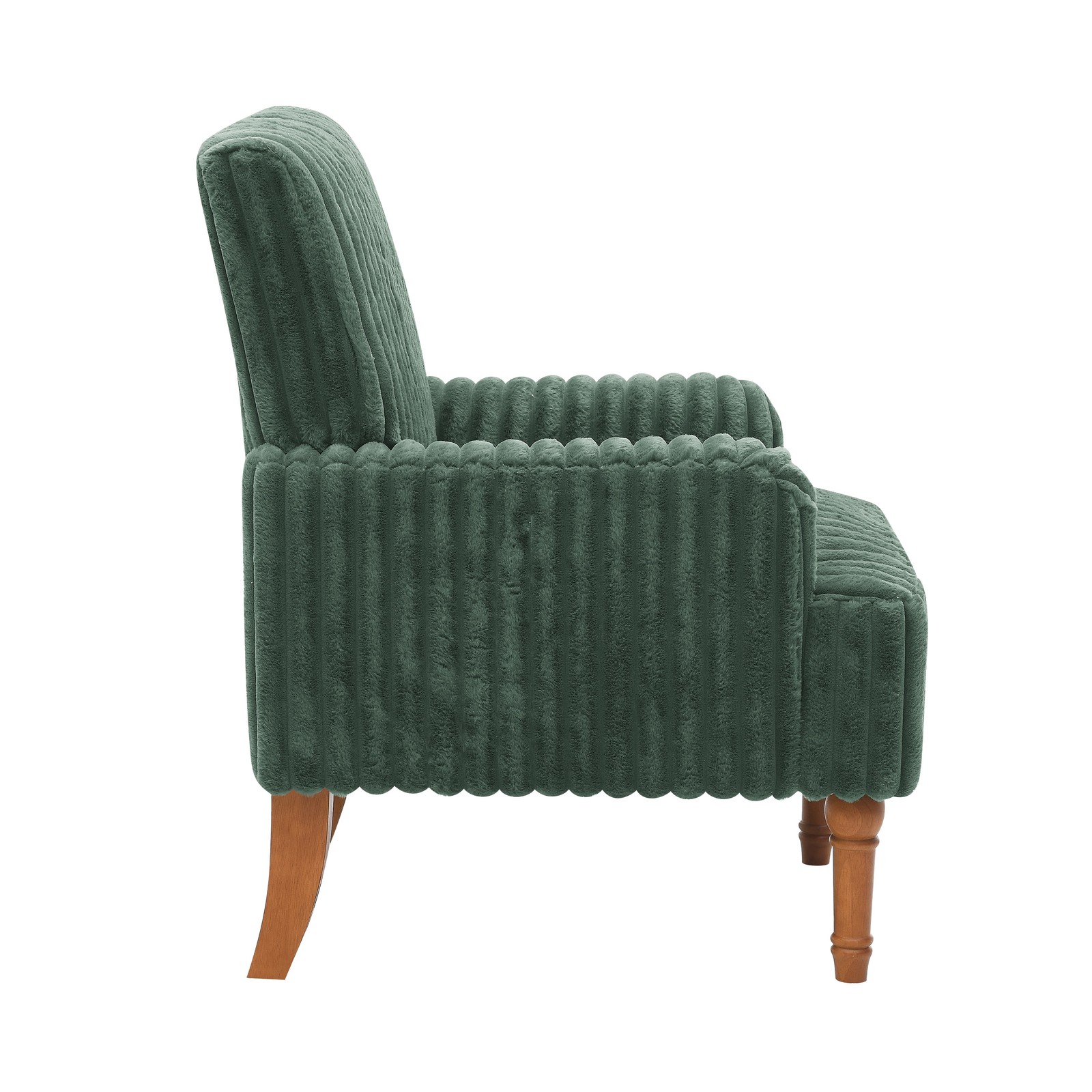 Wide Wale Corduroy Accent Chair Army Green Solid Wood Legs Comfortable Armchair