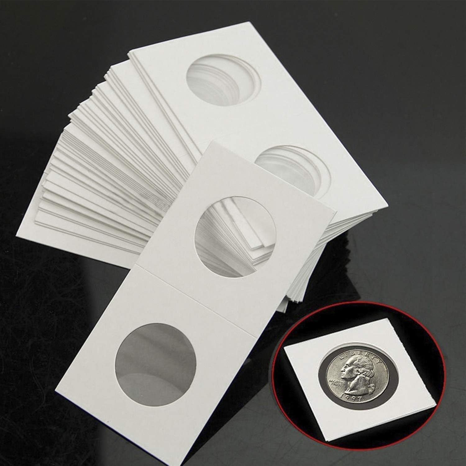 Assorted 200PCS Coin Holders 2X2 Cardboard Mylar Flips Include 4 New--A Sizes