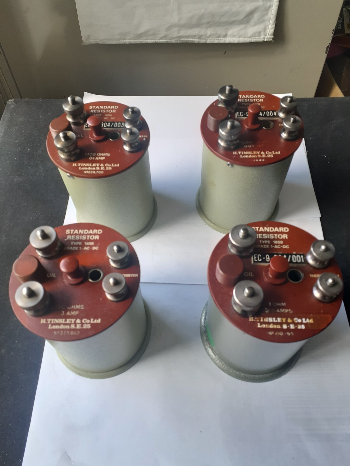 TINSLEY STANDARD RESISTORS TYPE 1659 1, 100, 1000 & 10000 OHMS