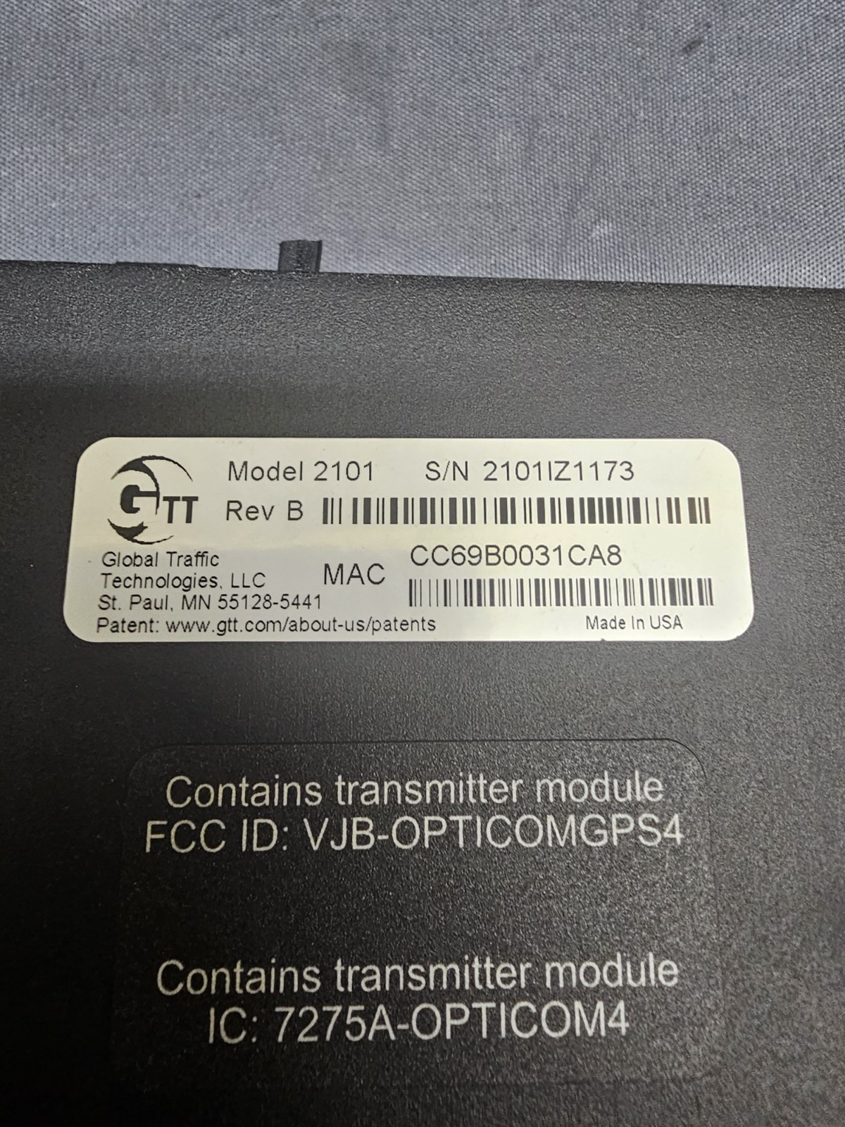 Global Traffic Technologies GTT Opticom 2100 2101 Vehicle Transmitter Radio GPS
