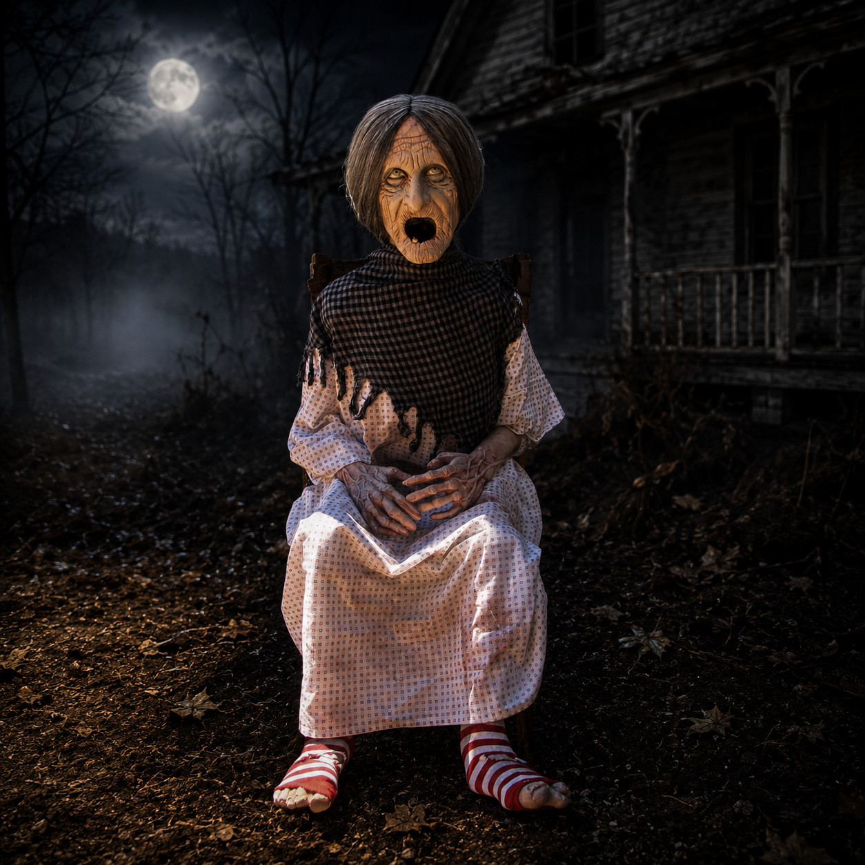 Life-Sized Animated Rocking Granny- Distortions Props -WORKS- SEE VIDEO