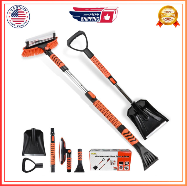 42'' Ice Scraper and Extendable Snow Brush Emergency Snow Shovel Snow Broom with