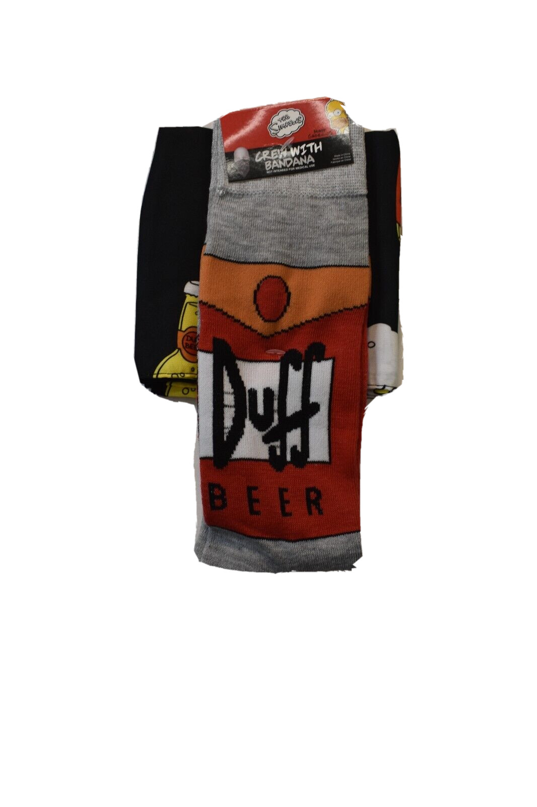 The Simpsons Duff Beer Mens Crew Sock & Bandana Combo New