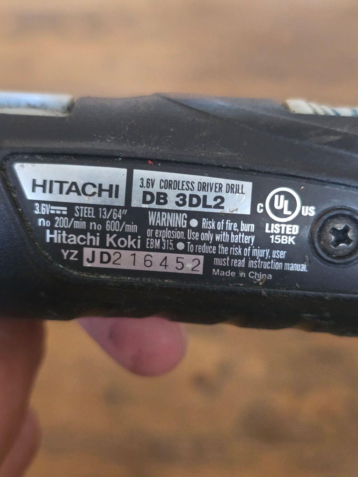 Hitachi DB 3DL2 Cordless Driver Drill Green Mini Screwdriver Li-ion UNTESTED