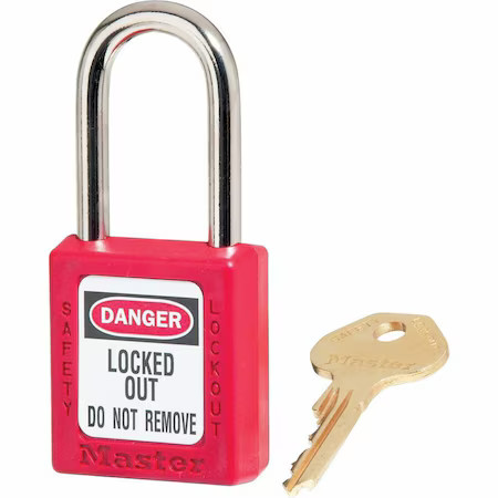 Master Lock 410Red Lockout Padlock, Keyed Different, Thermoplastic, Standard