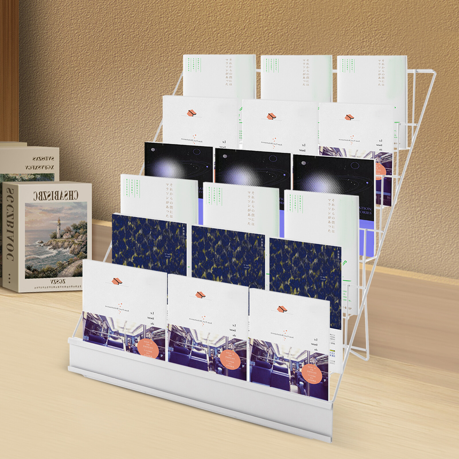 6 Tier Wire Countertop Rack Comic Book Rack Book Display Stand For Books DVD CD