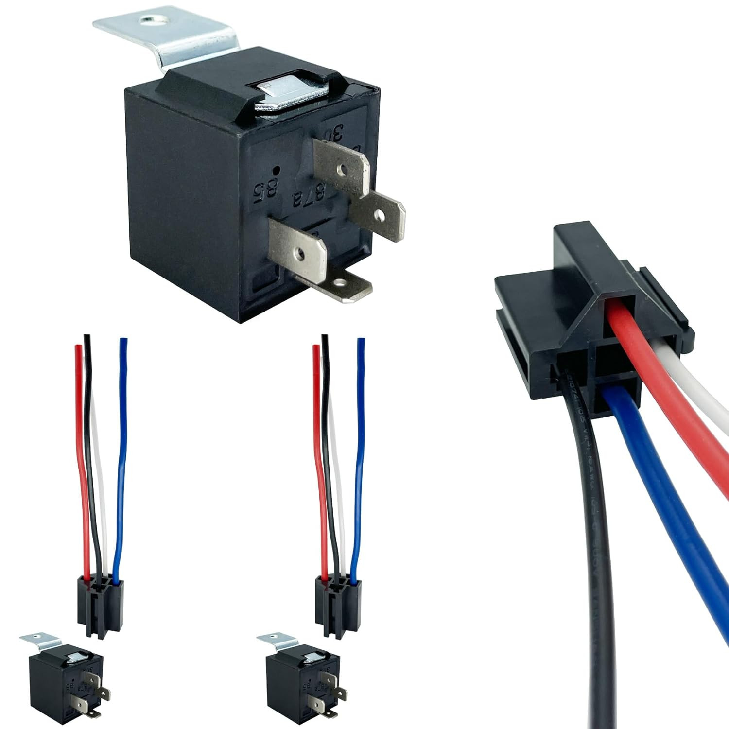 4-pin 40/30AMP 12V Relay Kit Spst 12-Volt 2-Pack Automotive Relay 2 pack