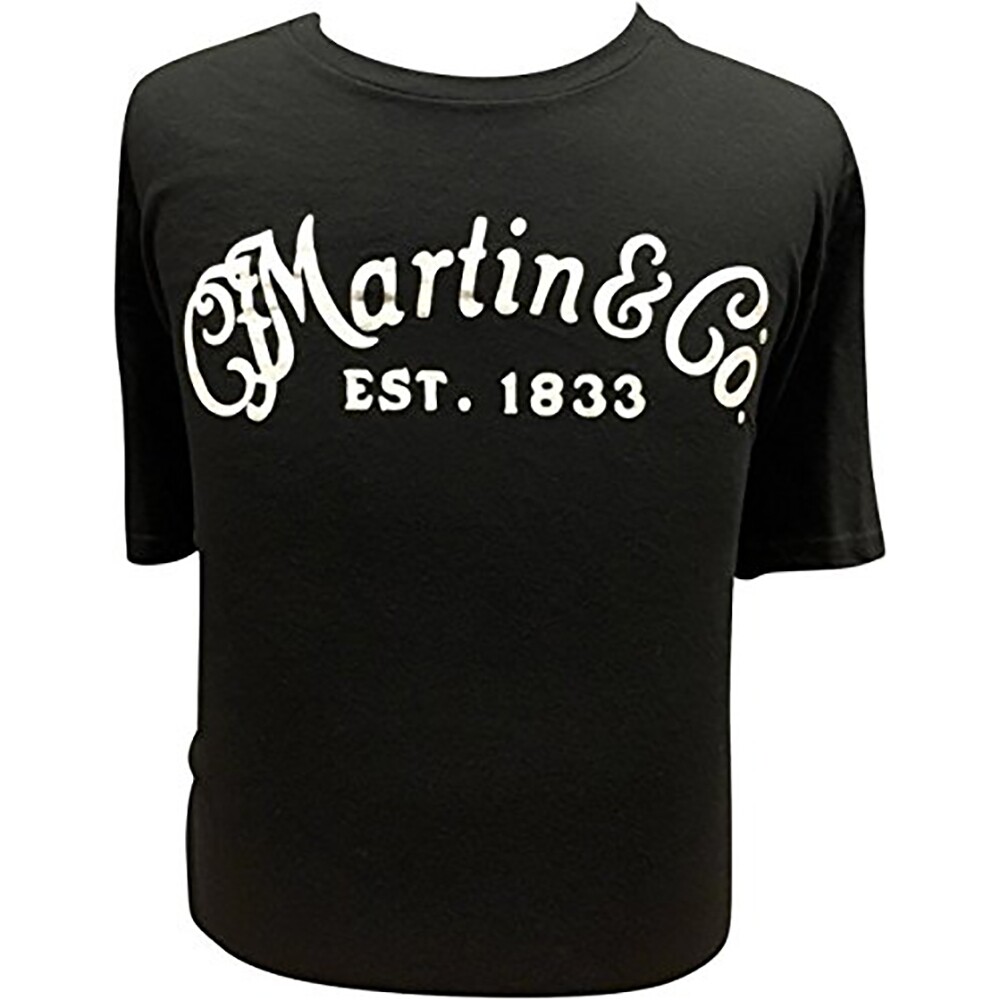Martin Men's White Logo T-Shirt, Black, Large (L)