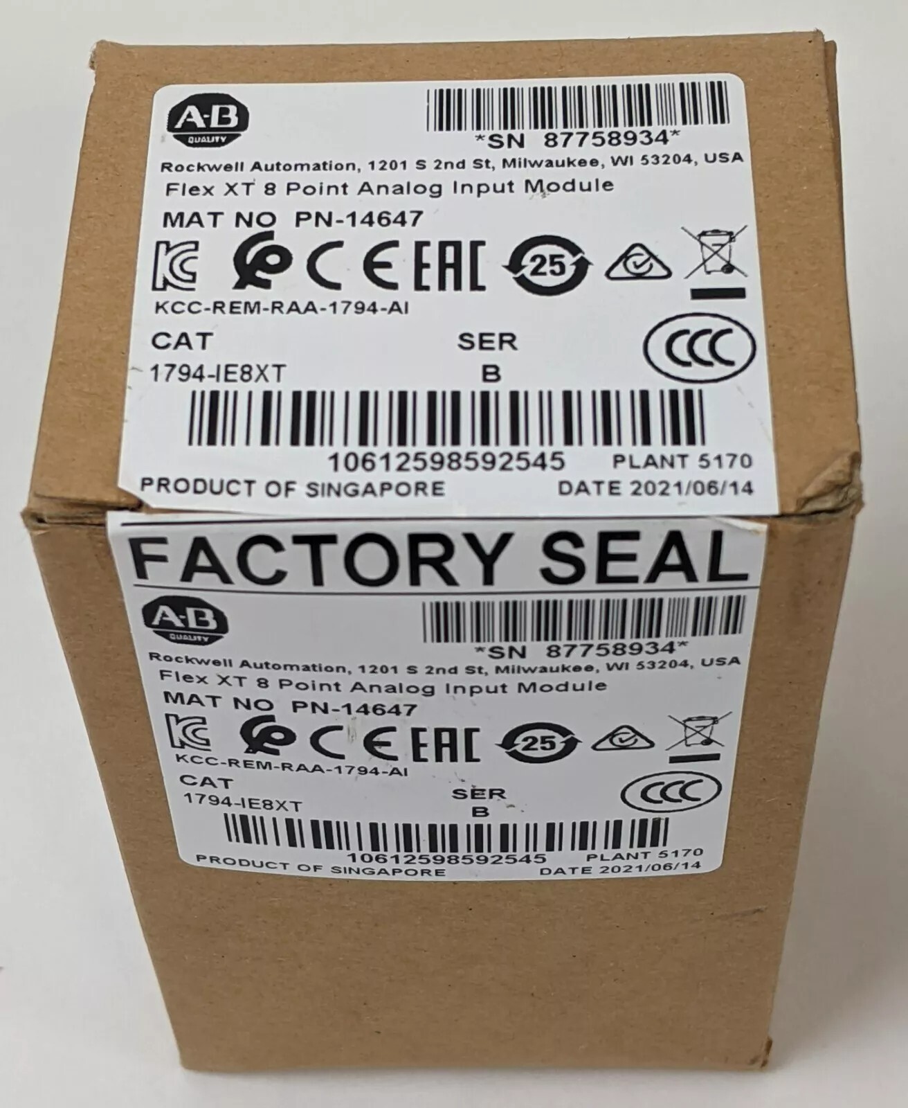 Allen-Bradley 1794-IE8XT Flex XT 8 Point Analog Input Module 1794IE8XT