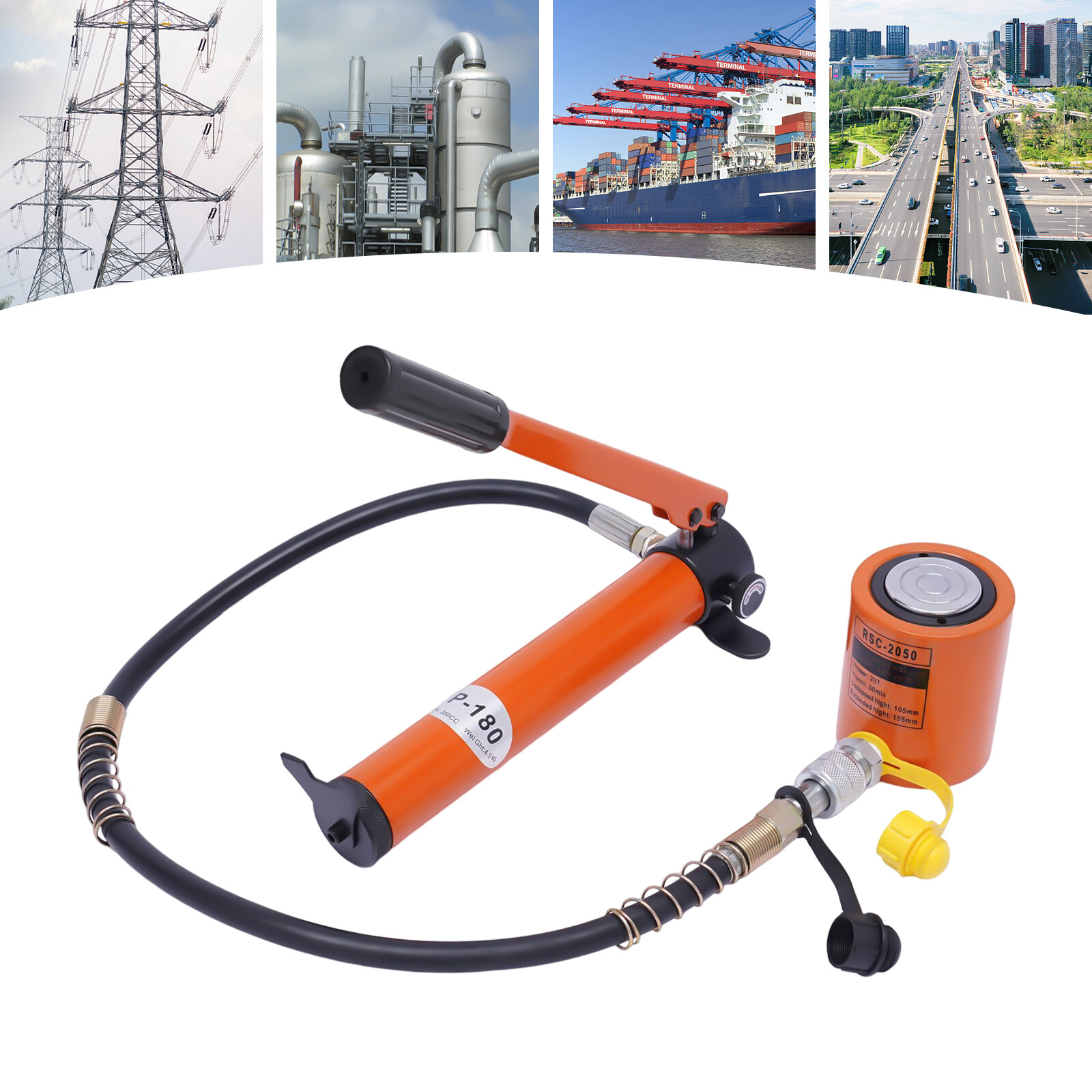 20Ton Hydraulic Ram cylinder jack BSC-20 & CP-180 Hydraulic Hand Pump US