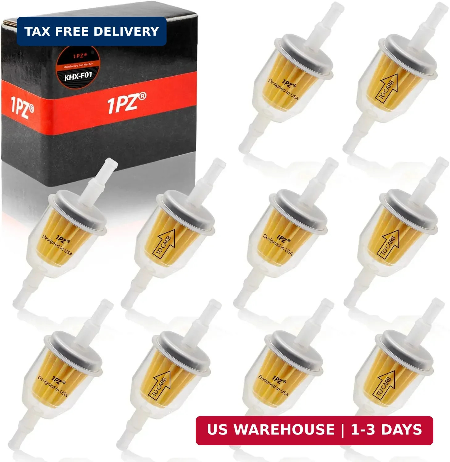 1PZ KHX-F01 Premium 1/4" and 5/16" inch Universal Fuel Filter Barbed Clear Repla