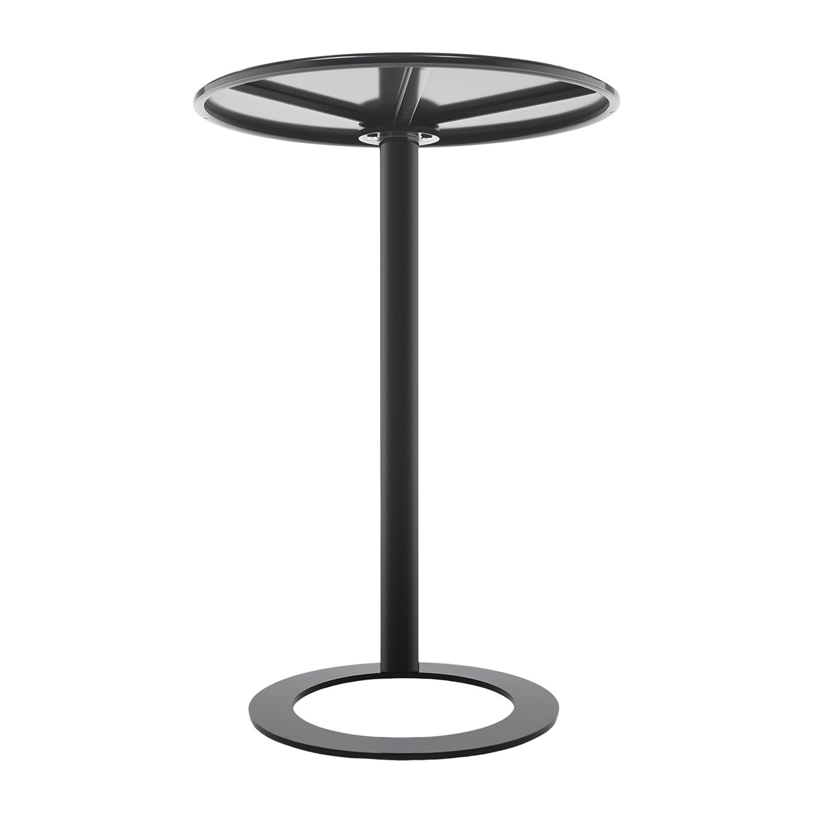48x69cm Round Side Table Black Side Table for Small Spaces with O-shaped Base