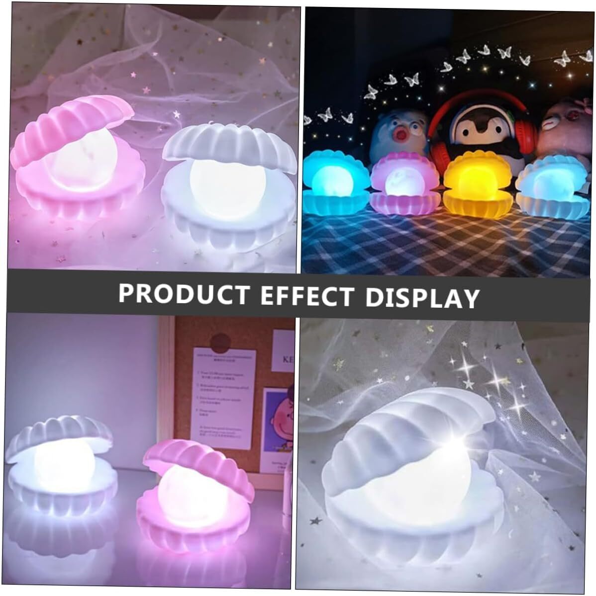 Pink Shell Pearl Night Light, Pink Portable LED Clam Lamp Shell with Pearl Beach