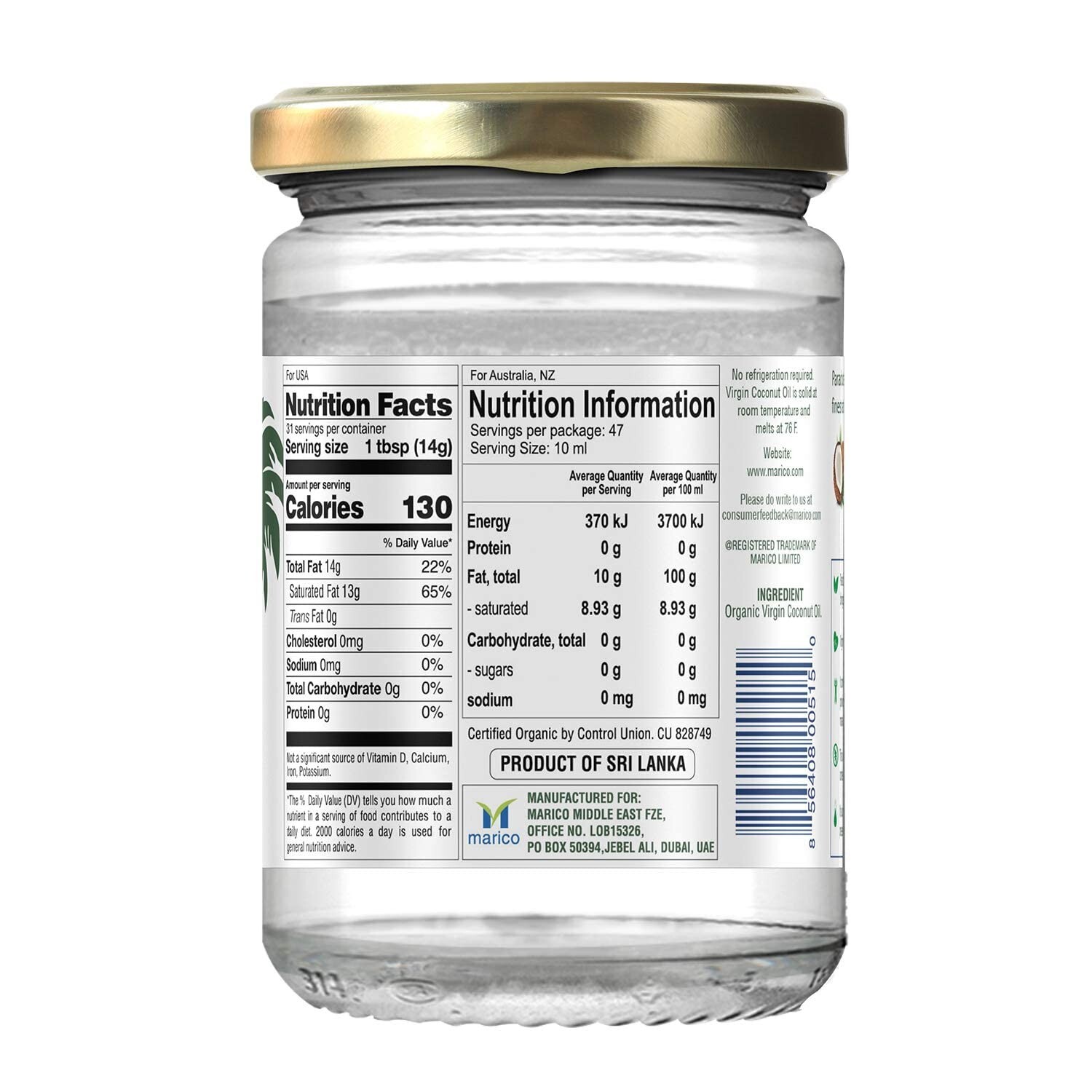 Aceite De Coco Organico Extra Virgen Para Cabello Piel Comestible Natural Virgin