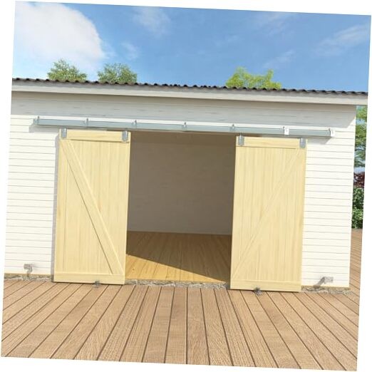 12FT Box Rail Exterior Barn Door Hardware Kit for 2 Doors, Sliding 12FT-S-2D