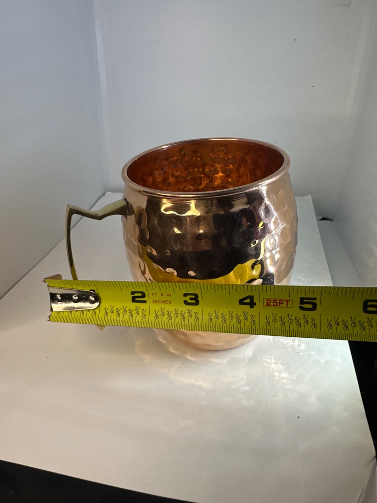 Pure Copper Mug ,Hammered Mug Holds 460 ml With Brass Handle