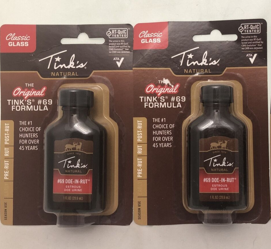 2-Pack Tink's Original 69 Doe-In-Rut Urine Hunting 1oz Deer Estrous Buck Lure