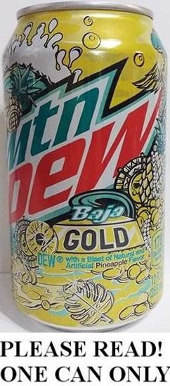 Mountain Dew Baja Pineapple Gold FULL NEW 12oz 355ml Can Pepsi USA 2022 Ltd. Ed.