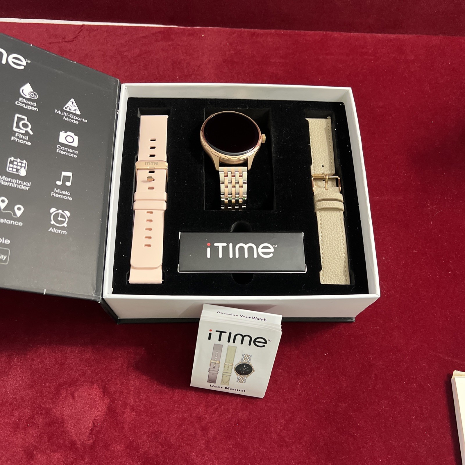 iTime Fitness Smartwatch w/ Heart Rate Monitor 2x Straps & Charging