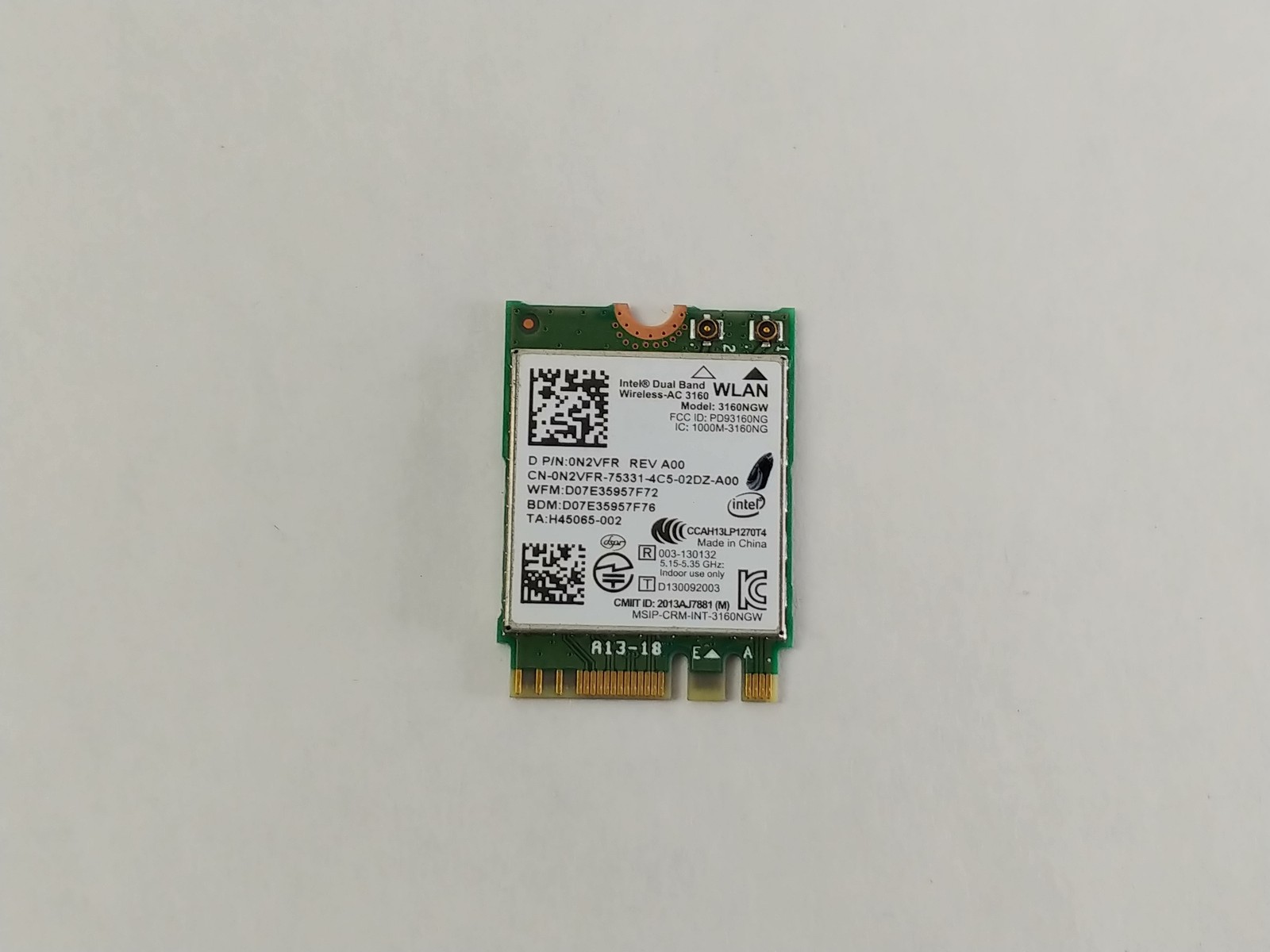 Lot of 5 Dell N2VFR Wireless-AC 3160 802.11ac M.2 Wireless Card + Bluetooth