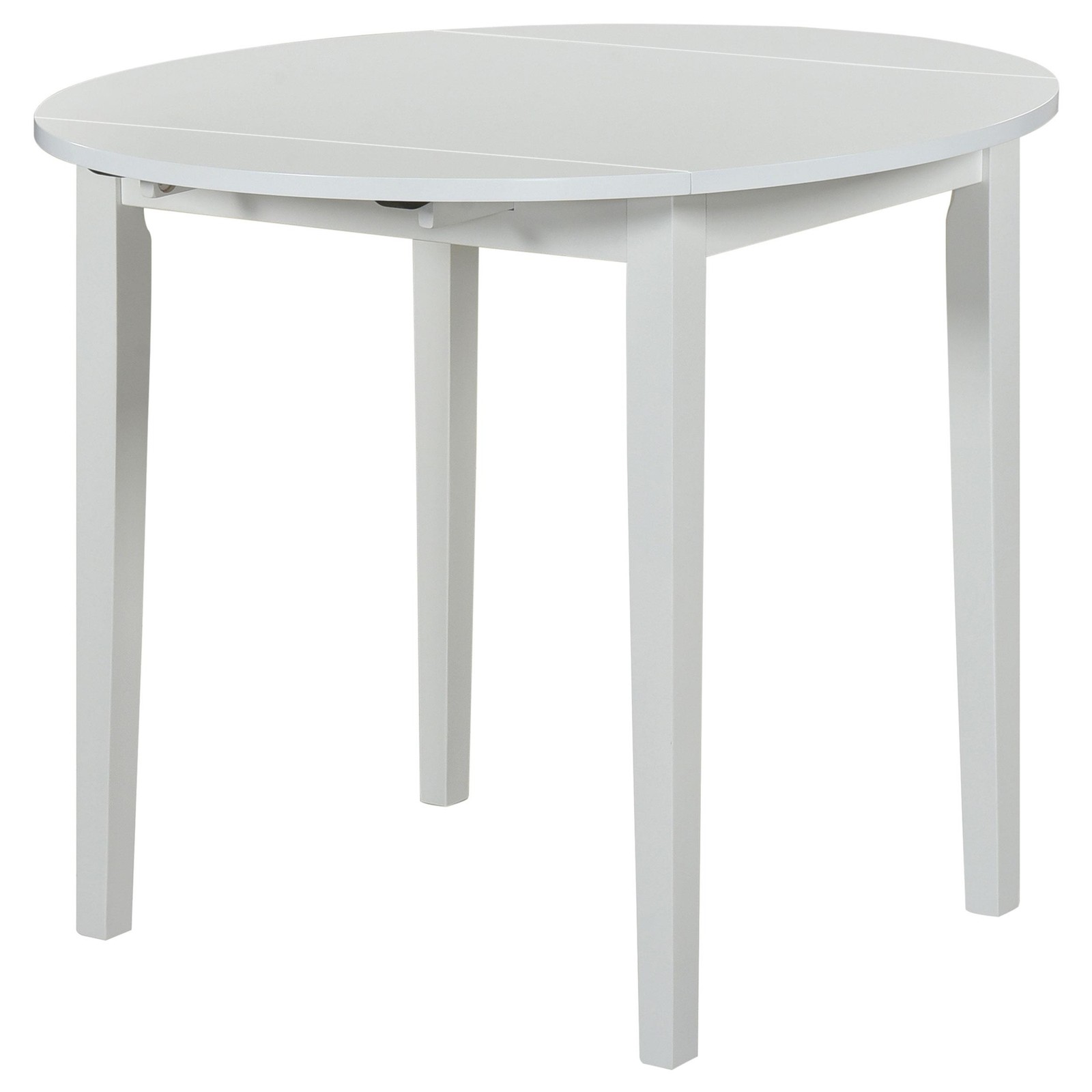 Coaster Bucknell 3-Piece Round Wood Drop Leaf Dining Table Set in White/Beige