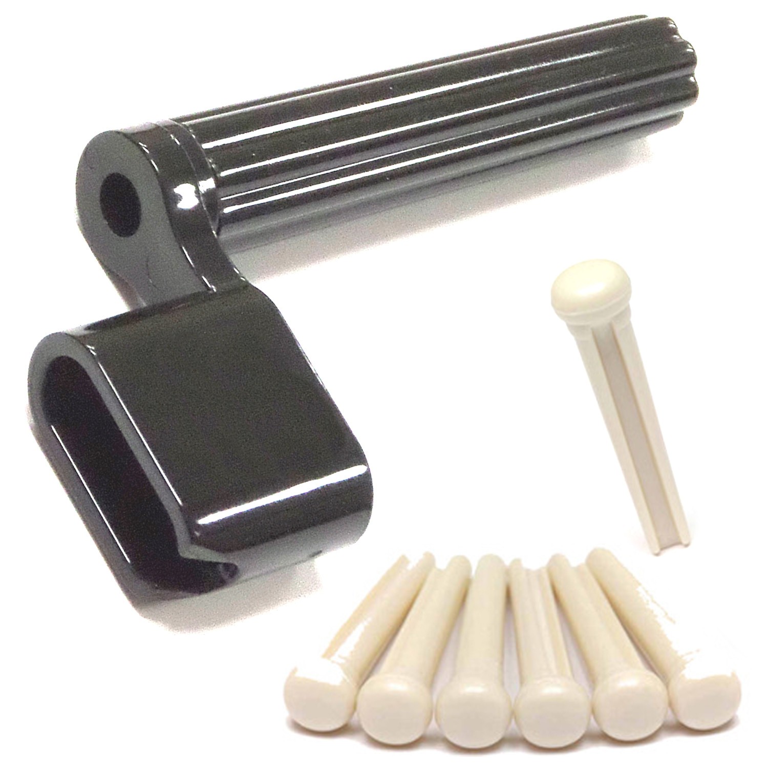 Guitar Bridge Pin Kit, Bridge Pins (7), and Pin Extractor Pry with String Winder