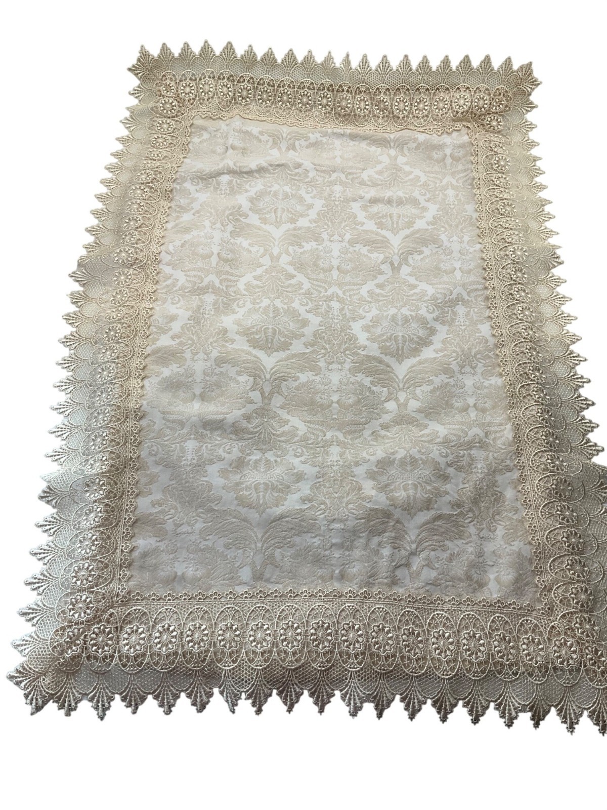 Whinny Pillow Sham Intricate Floral Lace Scalloped Traditional French Country