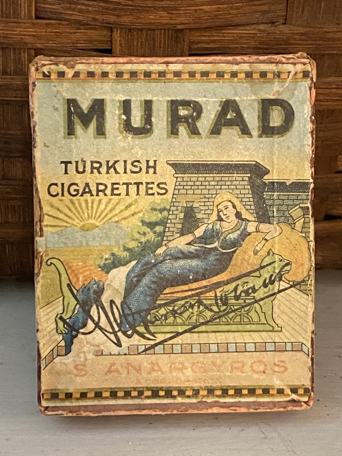 Vintage Murad Turkish Cigarette Box Factory No. 7 3rd District NY with Tax Stamp